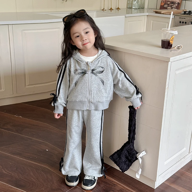 24B-28蝴蝶结长袖卫衣卫裤套装两件套