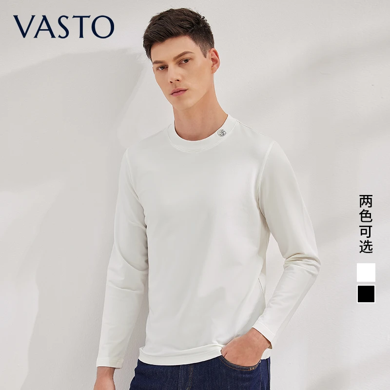 【门店同款】秋季莫代尔棉简约时尚圆领长袖T恤体印花纯色上衣男t