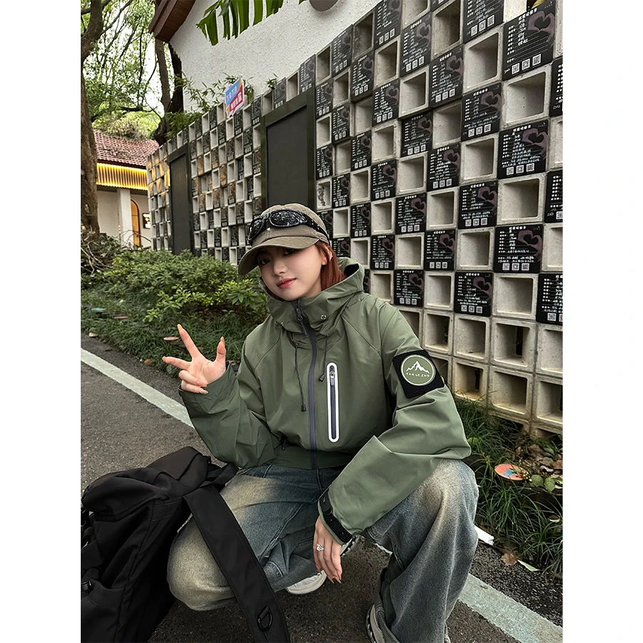 【妹妹专属】情侣款3M反光五防户外骑行山系连帽冲锋衣外套91036