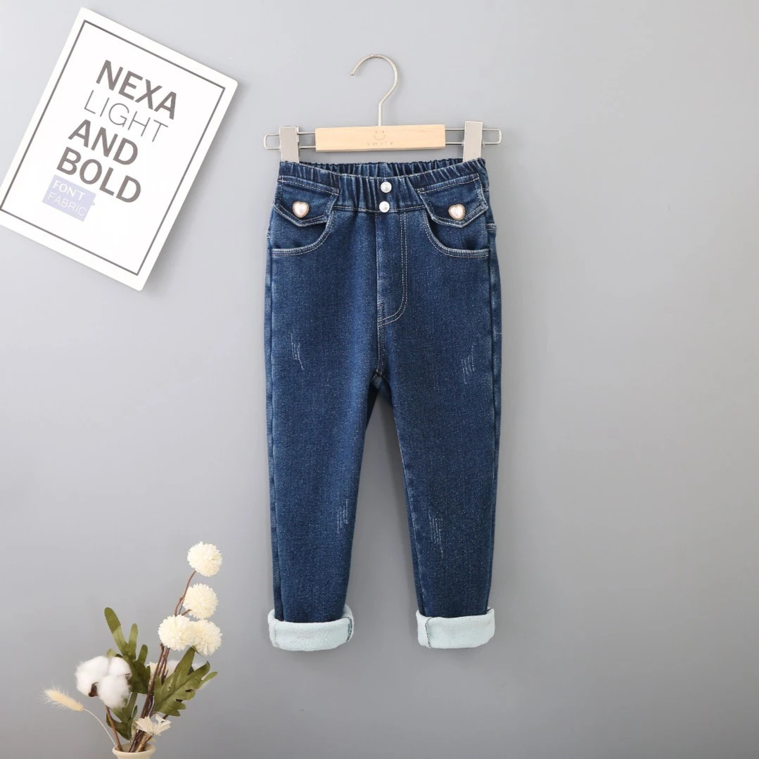 牛仔裤加绒儿童童装裤子韩版休闲女童时尚长裤秋季弹力中童小童