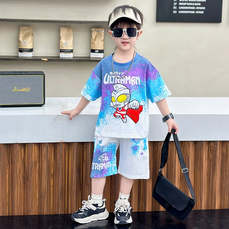 儿童夏款奥特曼套装休闲洋气炸街2024网红帅气宝宝夏季时髦两件套