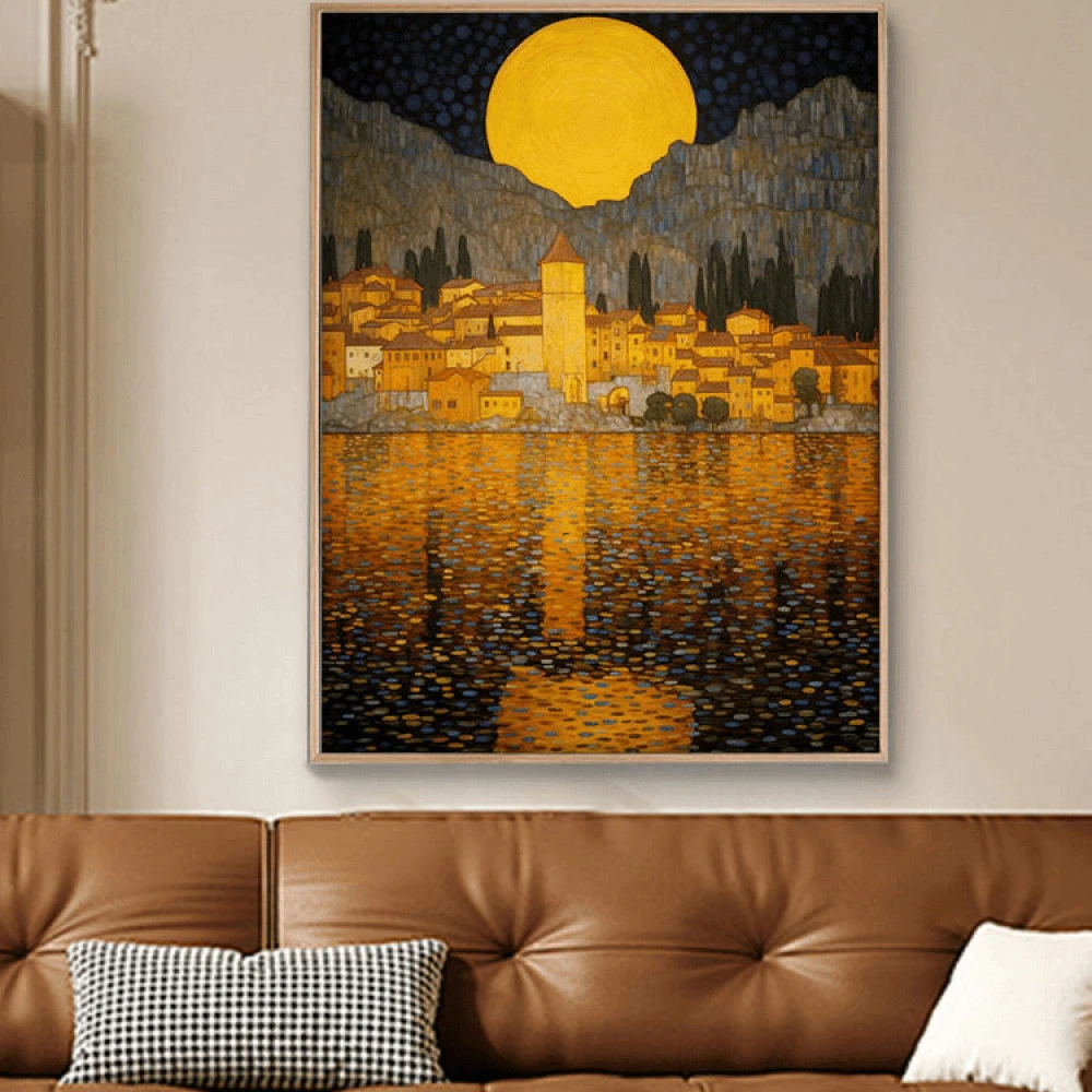 月光之下diy数字油画丙烯填充手绘风景治愈系减压油彩涂色画