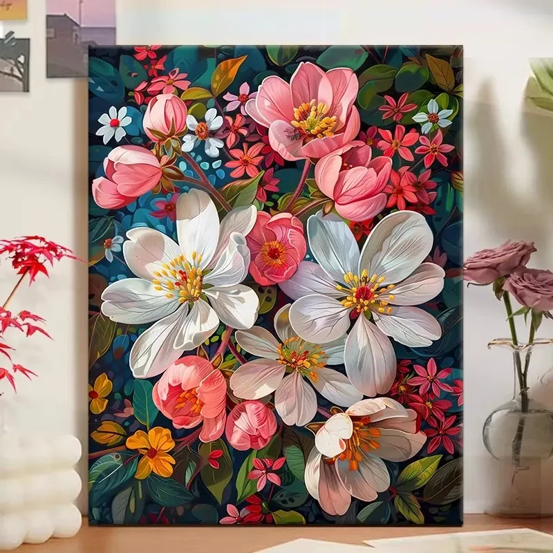 繁华锦簇花卉diy数字油画高品质手工填涂色解压治愈丙烯装饰画