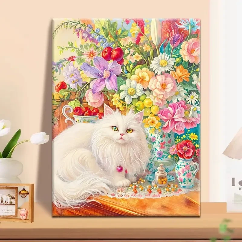 高还原富贵猫咪diy数字油画高品质手工填涂色解压治愈丙烯装饰画