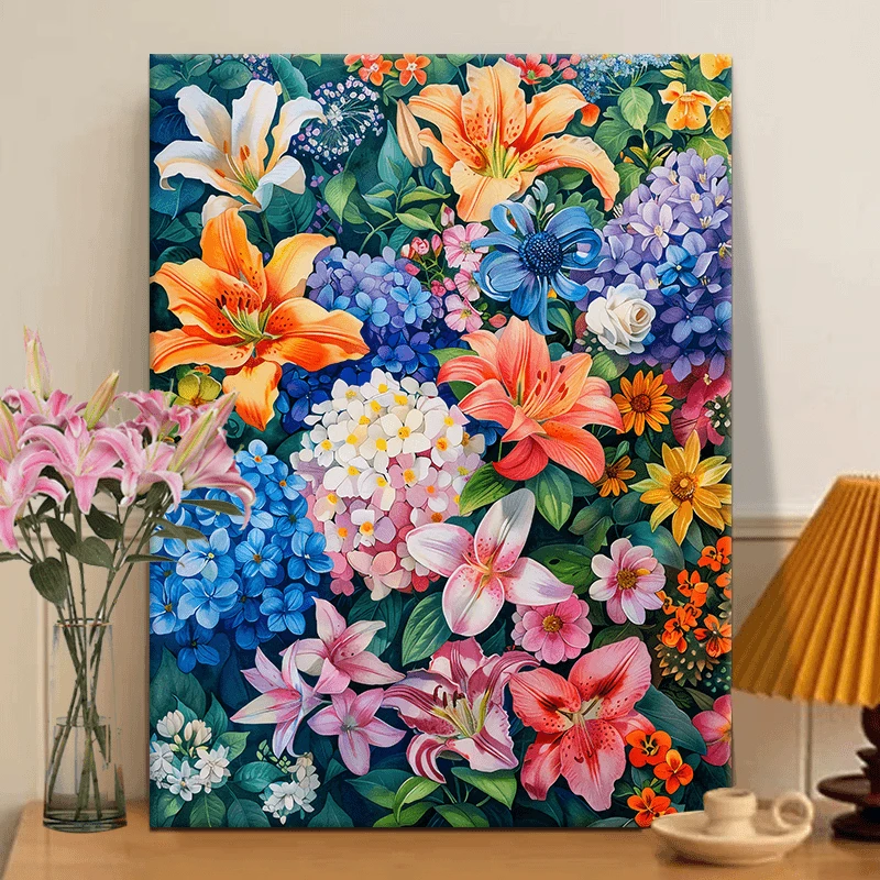 (绚丽向日葵）diy数字油画丙烯填充手绘手工治愈系减压油彩涂色画