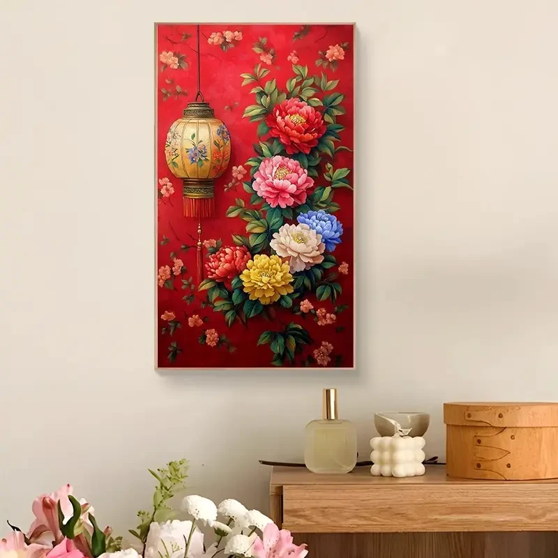 大尺寸绽放牡丹diy数字油画高品质手工涂色解压治愈丙烯装饰画