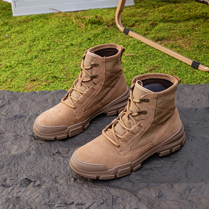 2024夏季新款时尚百搭露营工装靴情侣款户外登山鞋徒步战术马丁靴