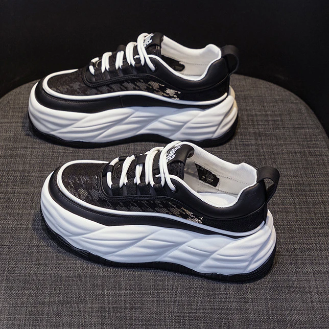 2024夏季新款老爹鞋女休闲圆头厚底增高网面透气休闲百搭运动单鞋