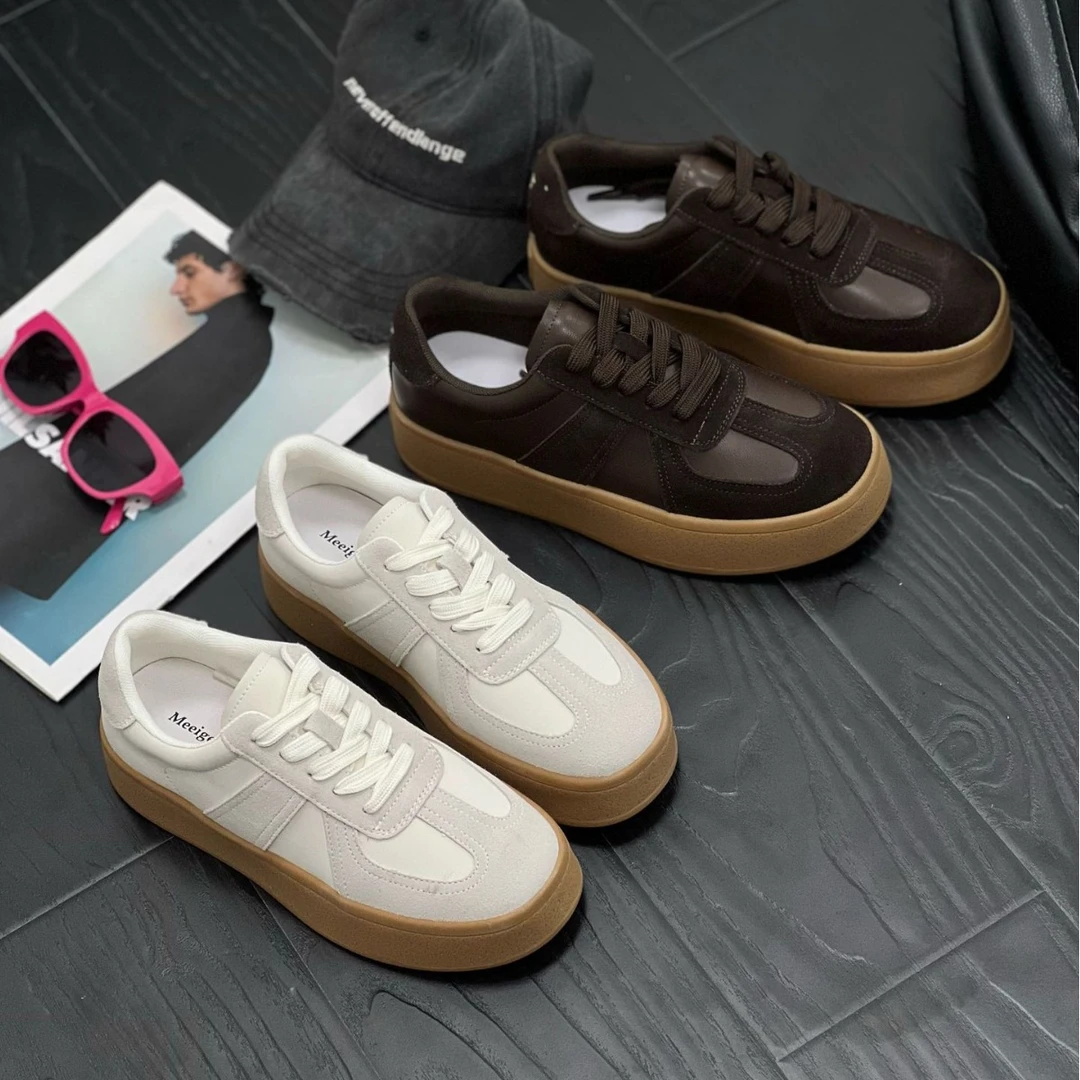 德训鞋女百搭2024秋季新款厚底美拉德色系时尚学院风小众休闲板鞋