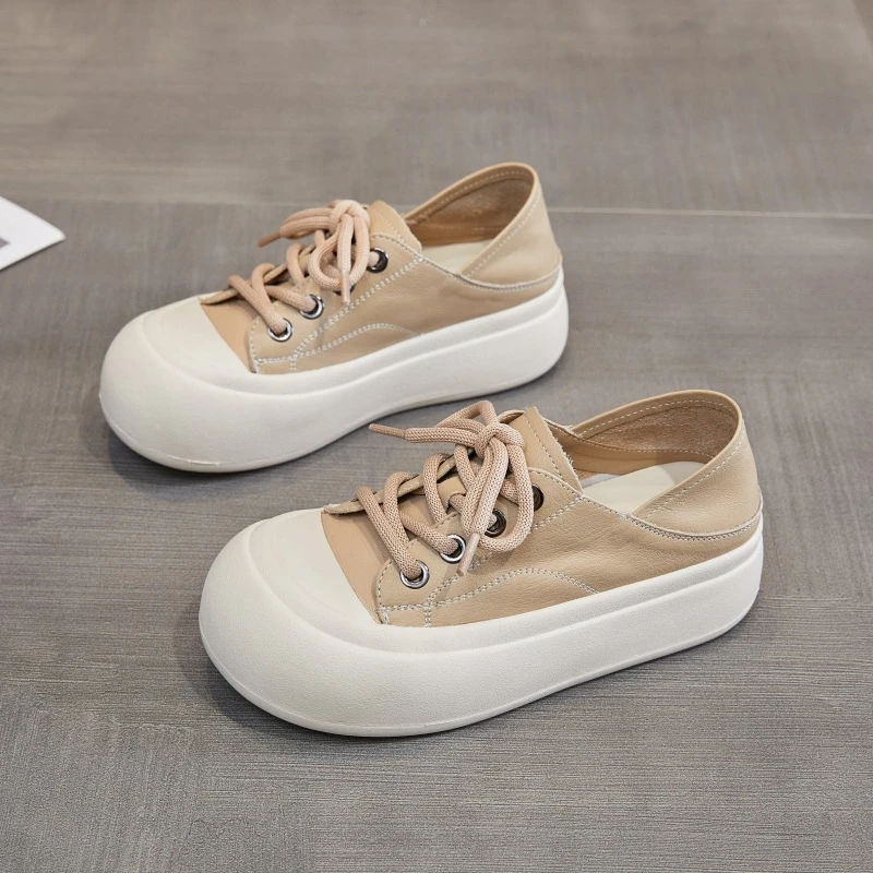 复古厚底大头板鞋丑萌休闲小众原创鞋2024夏软底软面两穿小白鞋女