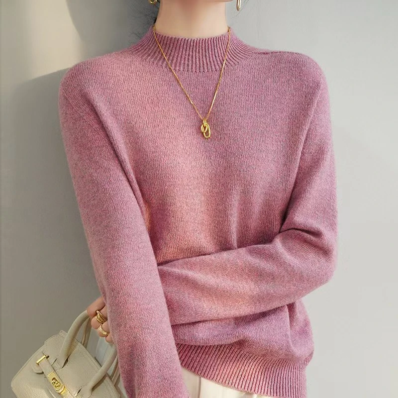 2024重构视觉色彩花纱中领可外穿可打底针织衫