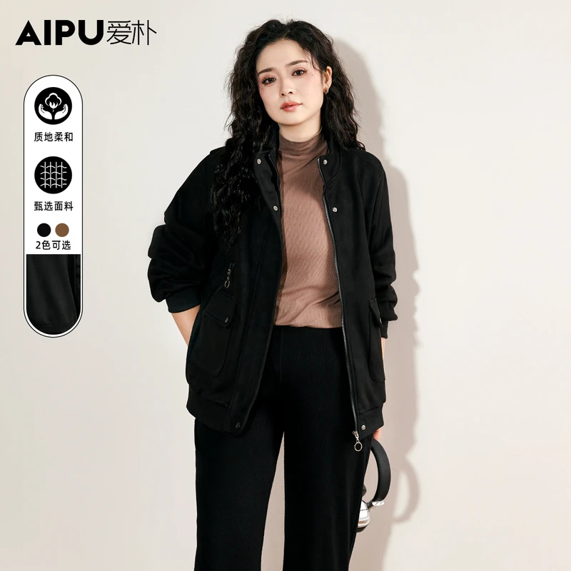 爱朴品牌大码女装冬季新款洋气时尚显瘦遮肉气质西装外套女33226