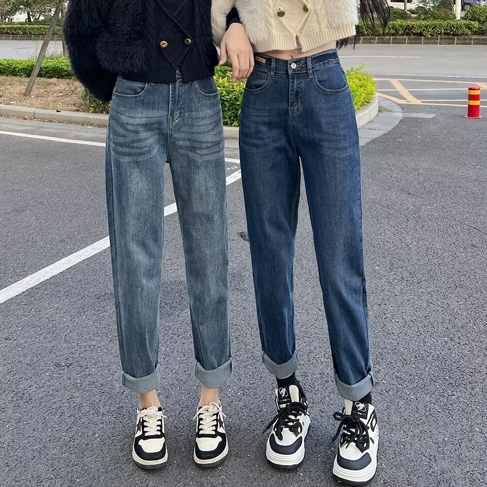 100-200斤大码女装高腰弹力小直筒显瘦牛仔裤