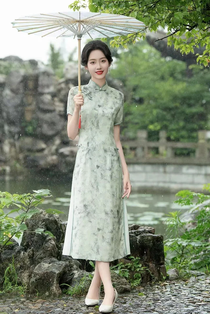 【云萝丝】夏季奥黛改良旗袍显瘦显白气质日常中式裙