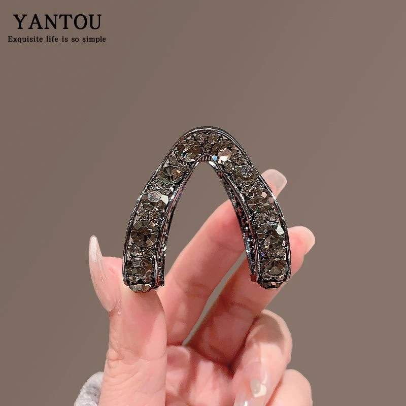 枪黑V形中号抓夹高马尾固定神器鲨鱼夹丸子头扎发发夹女发卡女