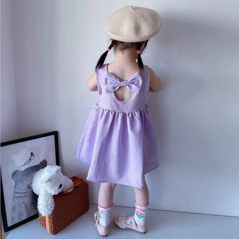 儿童连衣裙新款夏季薄款女童无袖背心裙中小童可爱舒适公主泡泡裙