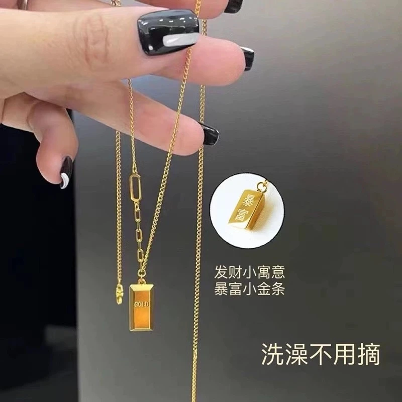 【T6暴富】不掉色五金女孩项链小众设计感坠链