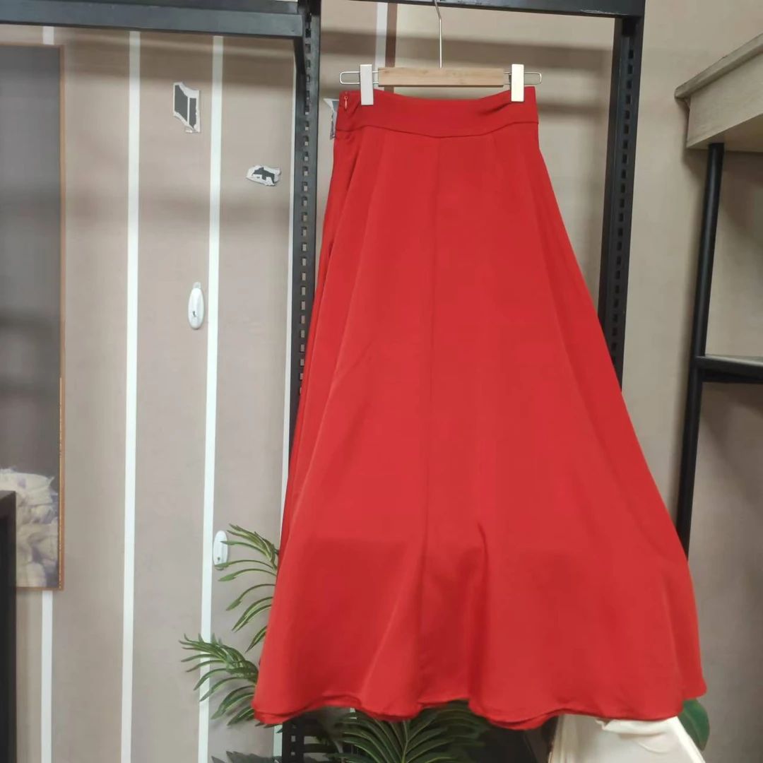 【瑕疵慎拍】红色长款半身裙