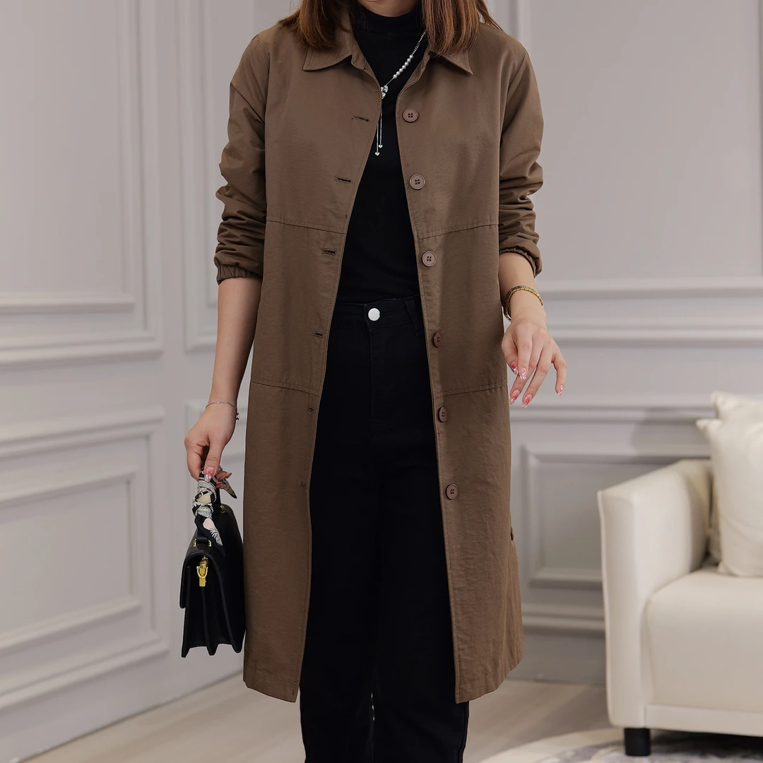 风衣外套2024秋冬女中长款阔太太时尚薄款大码上衣中老年妈妈春装