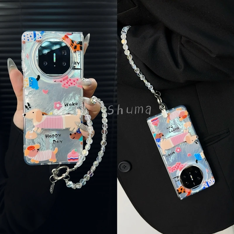 适用华为matex5手机壳新款matex5套高级感涂鸦可爱小狗支架个性女