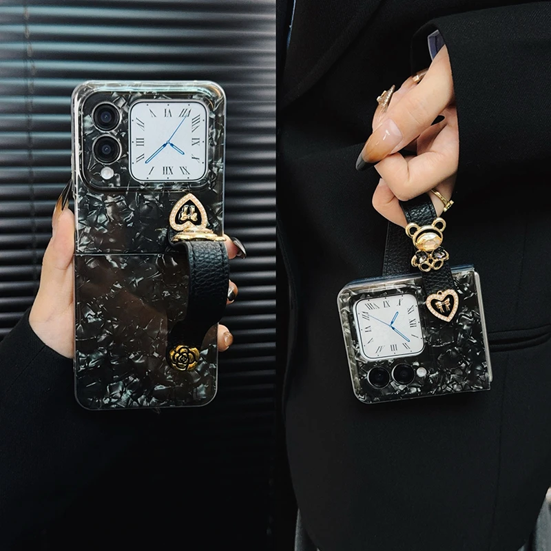 适用华为novaflip手机壳新款novaflip套huawei卡通小熊高级腕带女