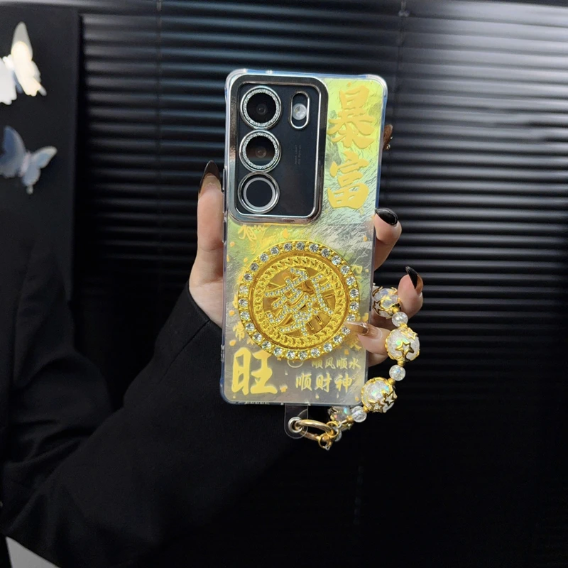 适用vivos17手机壳新款s17t套s17pro晕染暴富vivo创意转盘手链女p