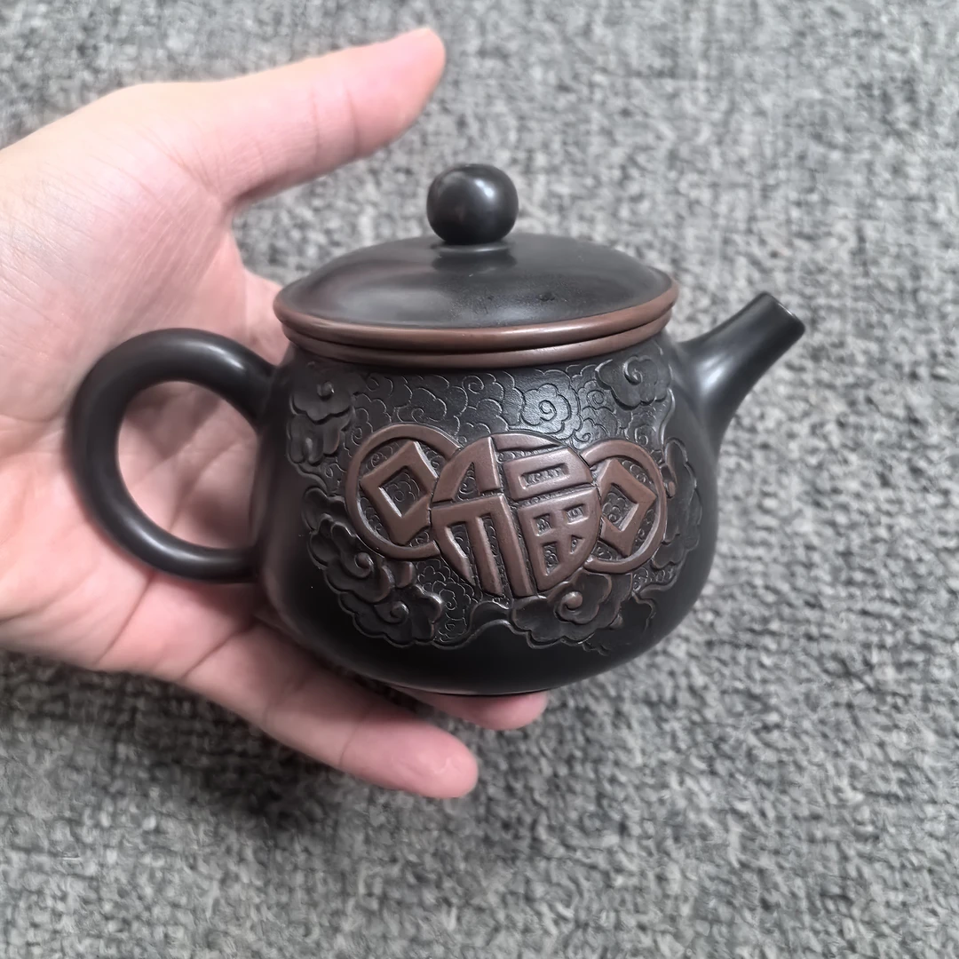 纯手工制作 原矿泥料 钱多多壶 大宽口