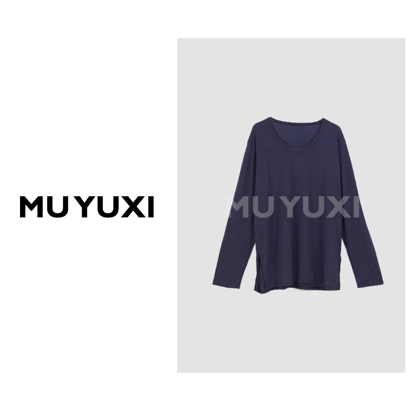 MU YUXI 轻奢up  圆领紫宽松上衣 SA189