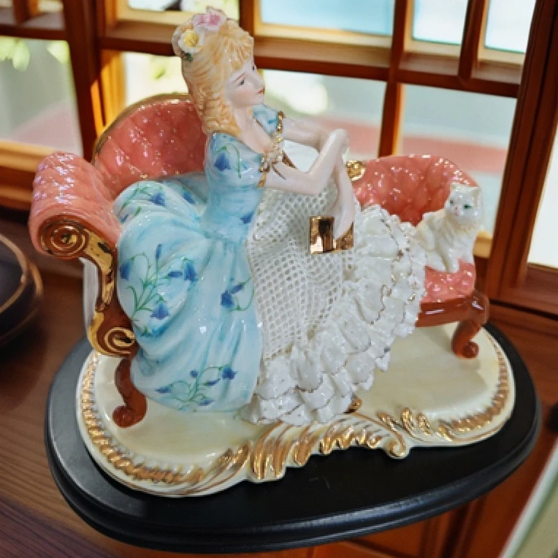 西洋瓷偶公主 公主看书场景 老货库存 陶瓷书房摆设手工