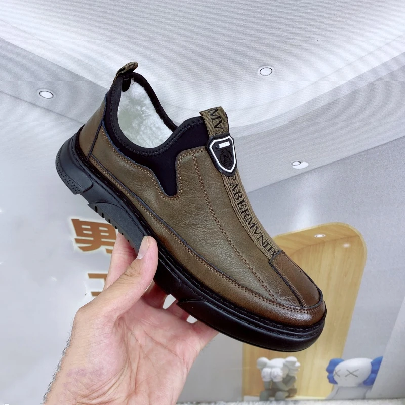 【断码】男士手工缝线防滑加绒休闲皮鞋2083