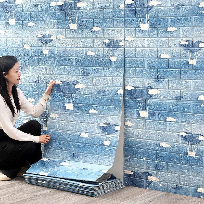 加厚加大防撞海绵墙贴软包3d立体砖纹防水客厅卧室儿童自粘墙壁纸