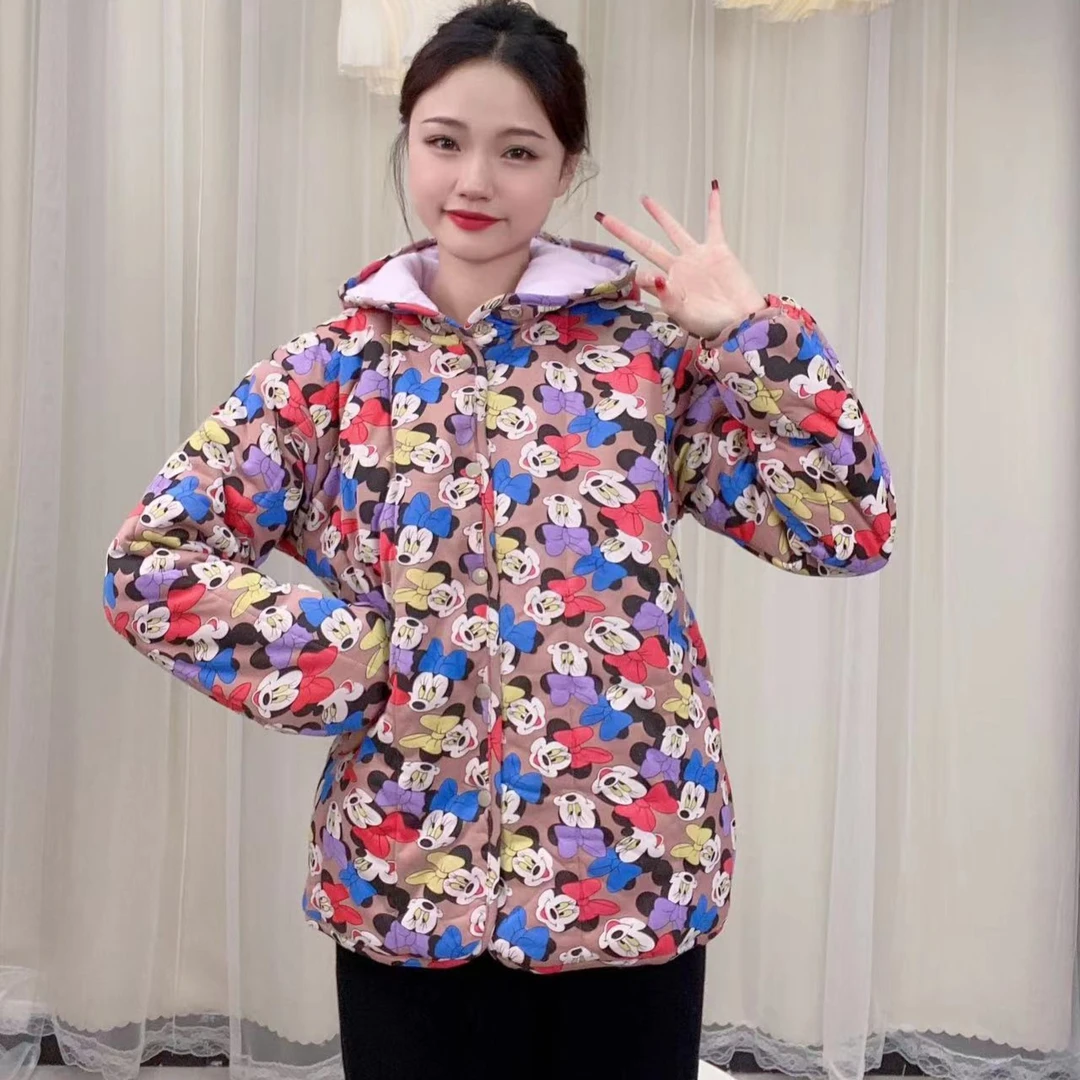 SANYUE新疆棉棉花【福利款蝴蝶结米奇】短款连帽宽松家居服保暖棉服