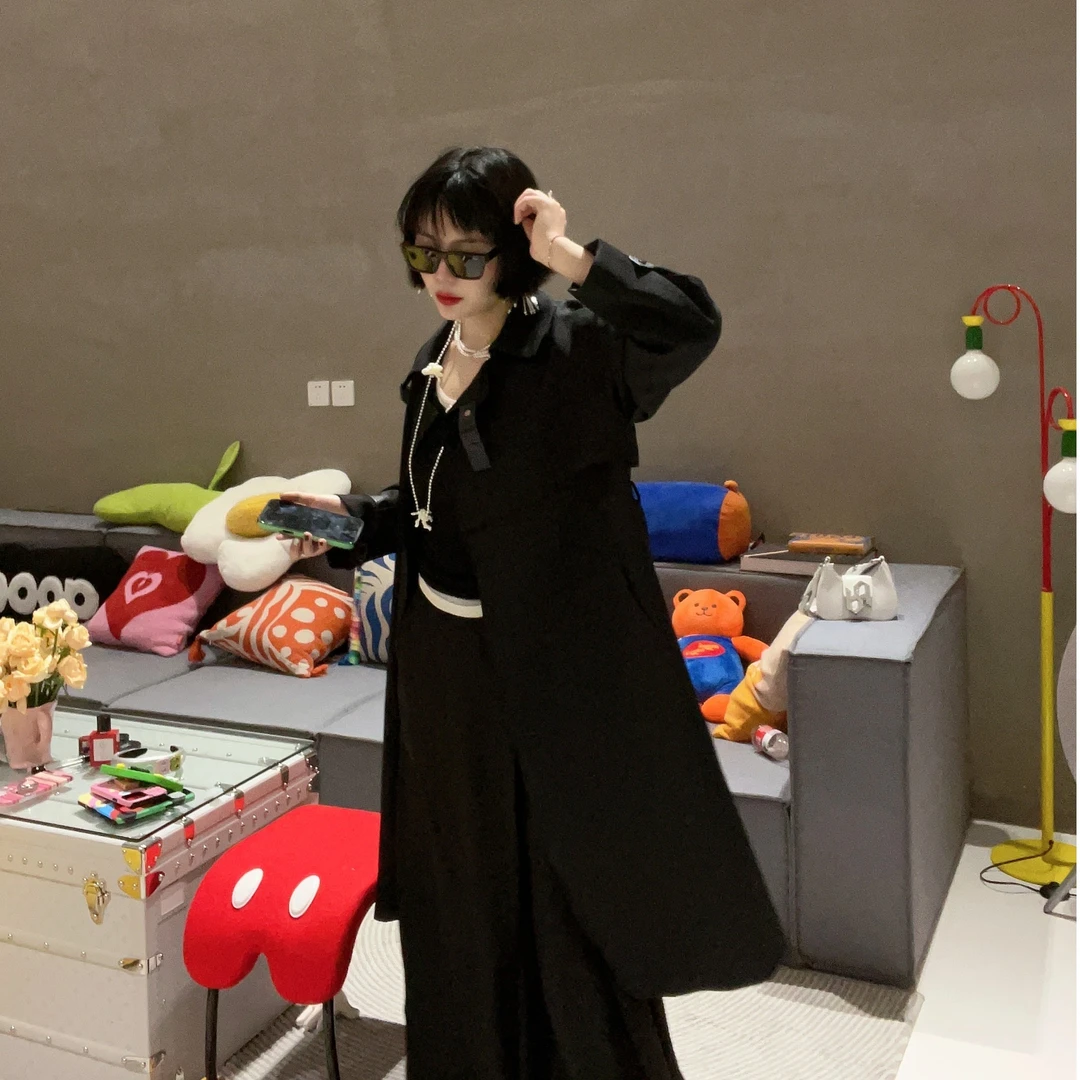 RIRV时髦-黑糖波波长款风衣