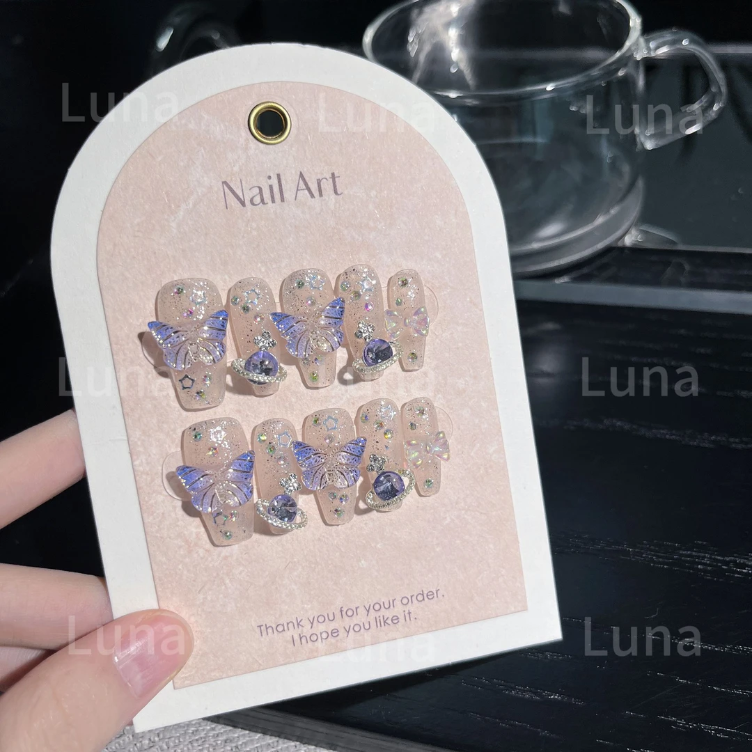LUNA 「蝴蝶星球」纯手工定制美甲拆卸穿戴甲123X