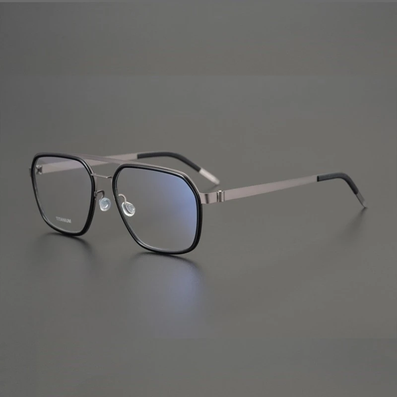 潮流多边形双梁眼镜框超轻纯钛飞行员林德9753同款可配近视防蓝光