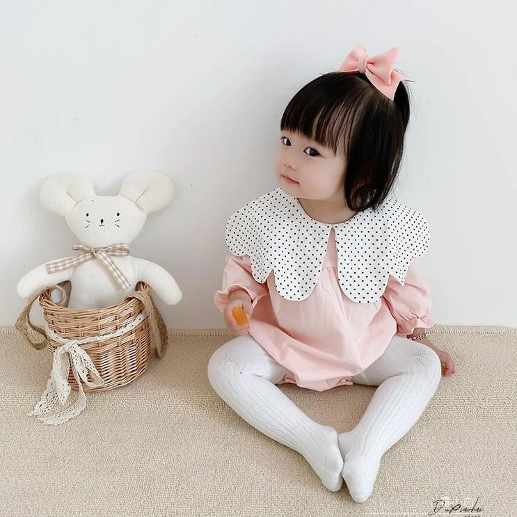 【清仓】捡漏1218女宝春秋哈衣超洋气婴儿衣服百日宴可爱花瓣领爬服