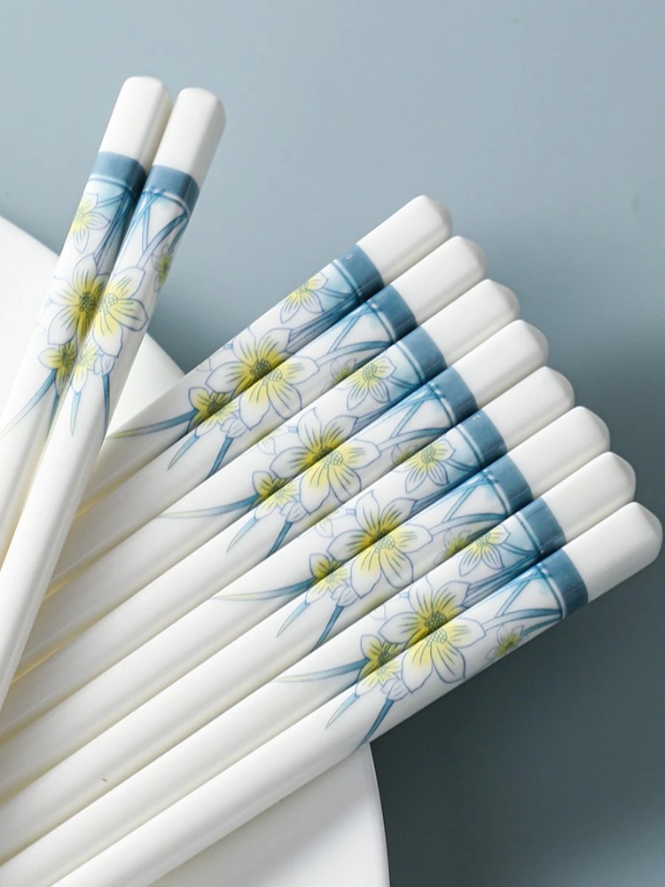 高档网红水仙花】陶瓷筷子高颜值耐高温不发霉易清洗环保家用筷子