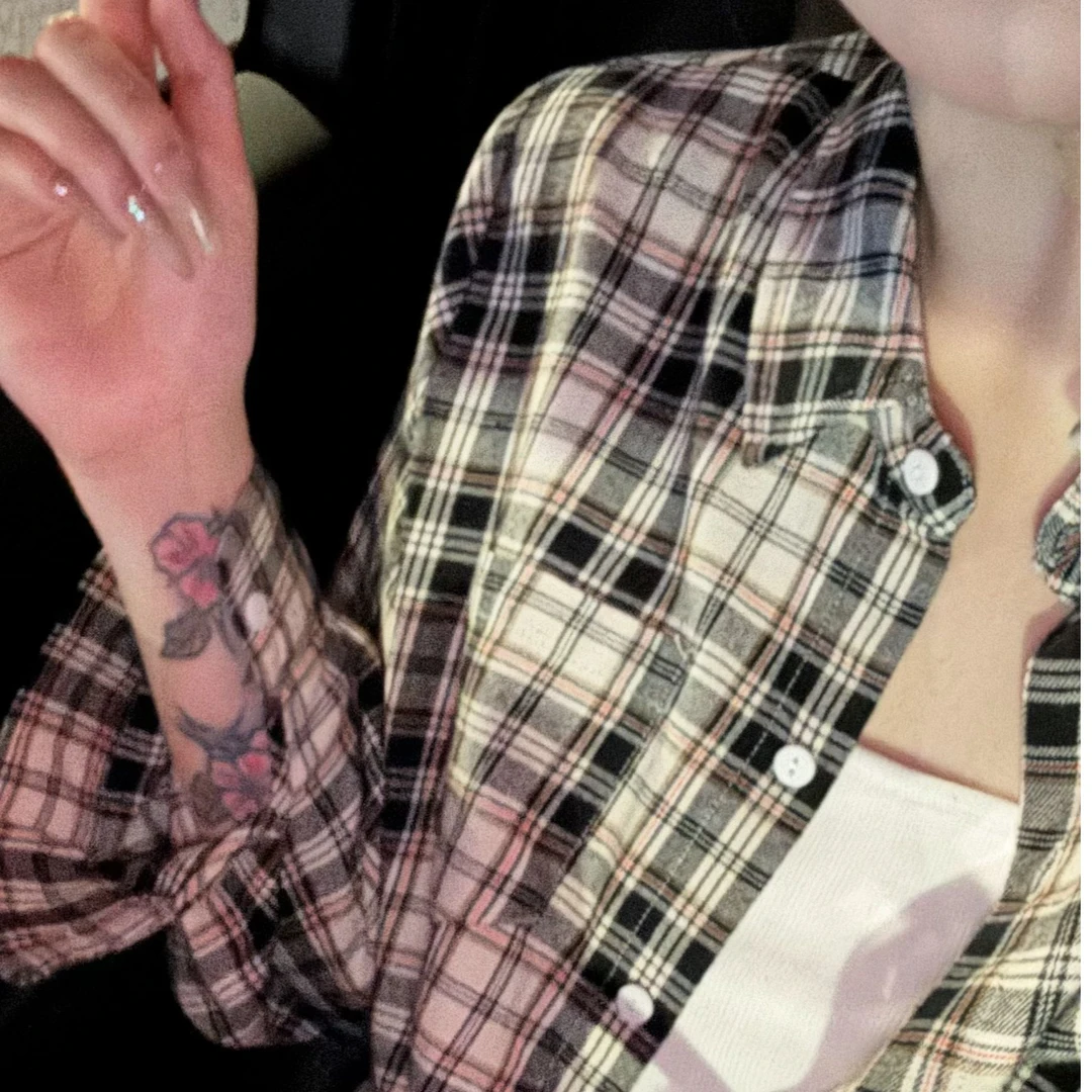 【瘦瘦】韩系复古格子防晒衬衫大版慵懒风休闲显瘦早秋衬衣S0825