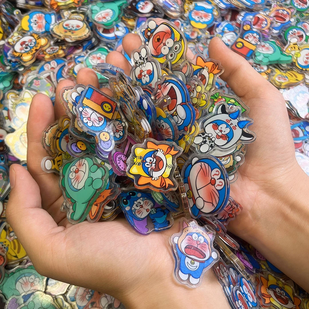 4CM亚克力贴片DIY片片钥匙扣卡通配件冰箱贴胸针发夹双面高透