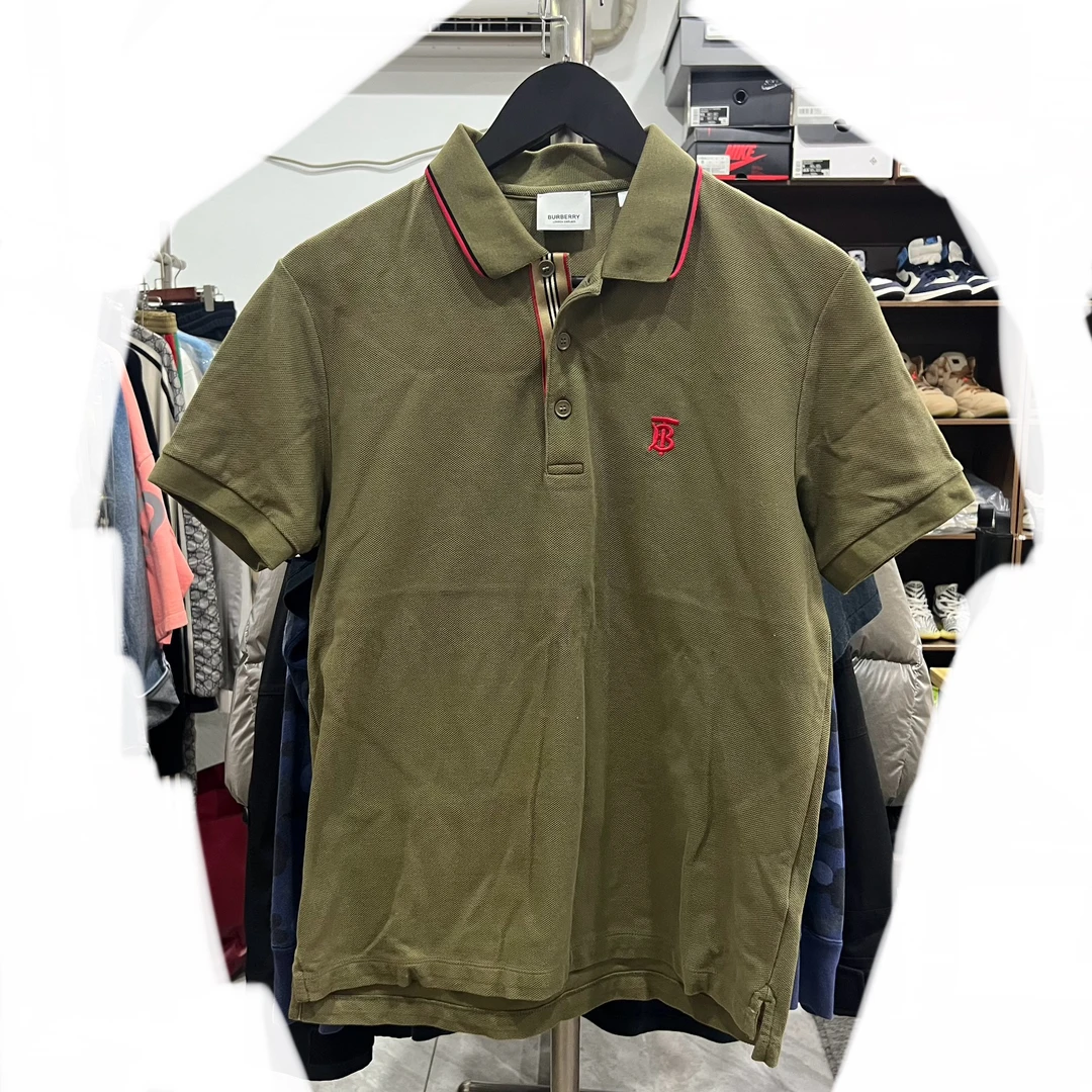 Burberry SS21徽标logo棉质短袖Polo衫深蕨绿 S码肩宽：45胸围:50