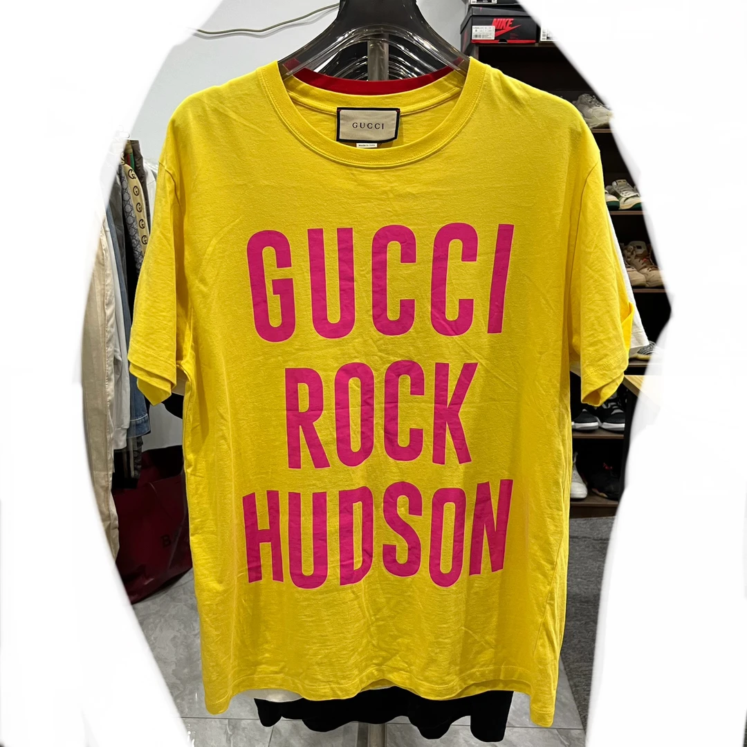 Gucci古驰撞色字母休闲短袖 黄色M码 肩宽54胸围57