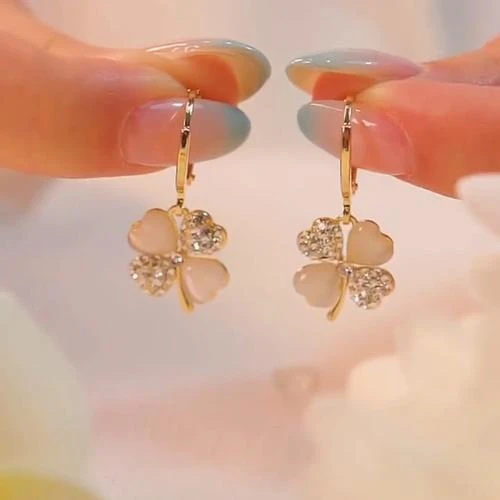 锌合金耳饰 136时尚清新幸运四叶草耳环小众设计感时气质简约耳饰