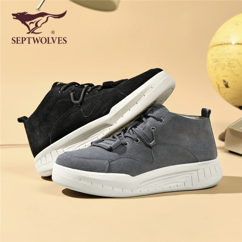 七匹狼马丁靴秋季新款复古鞋潮流时尚百搭男鞋厚底增高户外工装靴