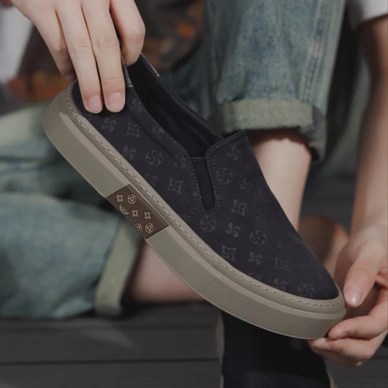 七匹狼【国潮老花布鞋】夏季透气休闲板鞋增高一脚蹬帆布鞋男2177