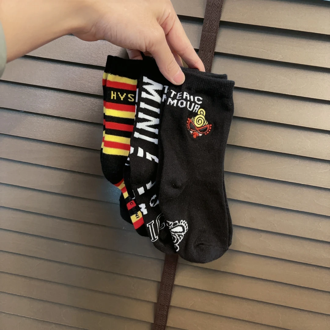 六六高品质童装 男女童日系黑超潮流棉袜 儿童袜子