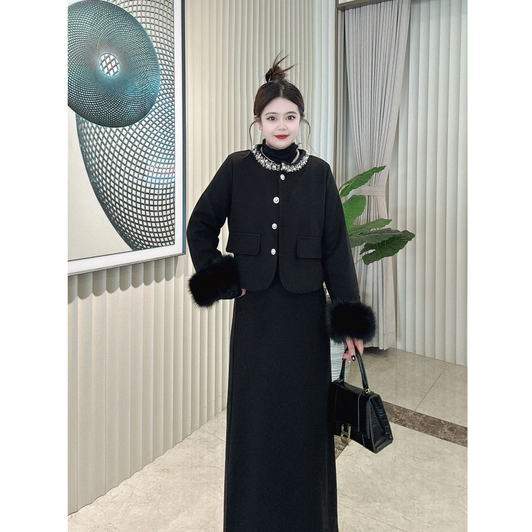 冬季新款百搭轻奢高级重工显瘦【夹棉】两件套2428