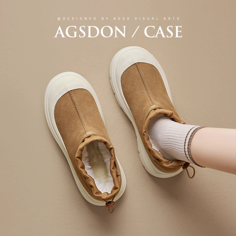 奥古狮登户外雪地靴女款2024冬厚底防滑东北棉鞋加绒加厚运动短靴