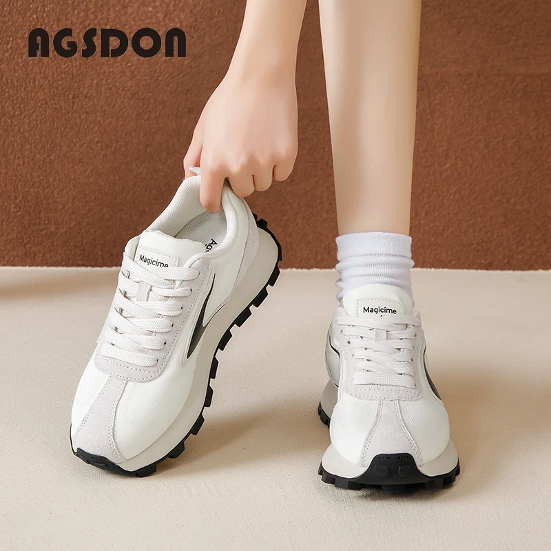 奥古狮登网面透气跑步鞋女2024夏季新款厚底增高运动小蛮腰老爹鞋