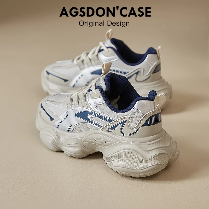 奥古狮登老爹鞋女2025秋冬新款灰色厚底运动鞋小个子增高休闲鞋子