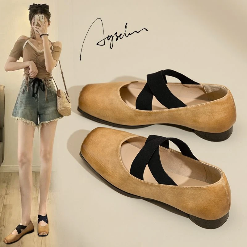 【爆款芭蕾风女鞋】玛丽珍女鞋2025秋季复古平底猪鼻子新中式单鞋女